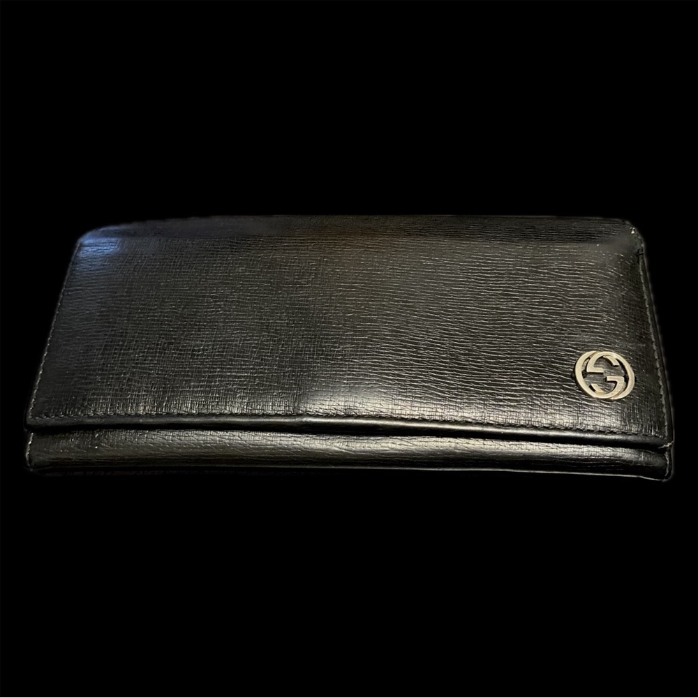 Authentic vintage Gucci black leather long wallet 🖤 womens designer